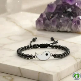 Bracelet Yin Yang Femme Pierre Naturelle Hématite Grade AAA