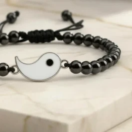 Bracelet Yin Yang Femme Pierre Naturelle Hématite Grade AAA