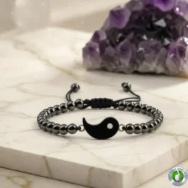 Bracelet Yin Yang Homme Pierre Naturelle Hématite Grade AAA