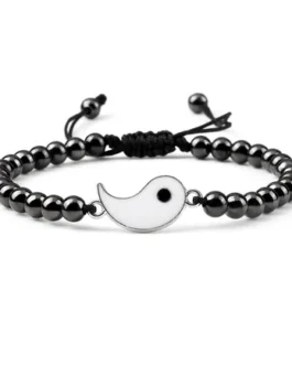 Bracelet Magnétique en Hématite – Symbole Ying