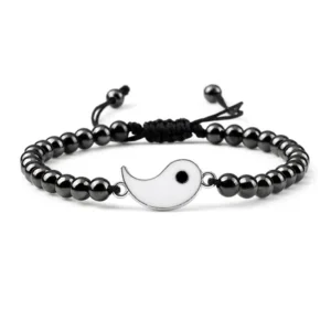 bracelet Magnétique en Hématite - Symbole Ying 2