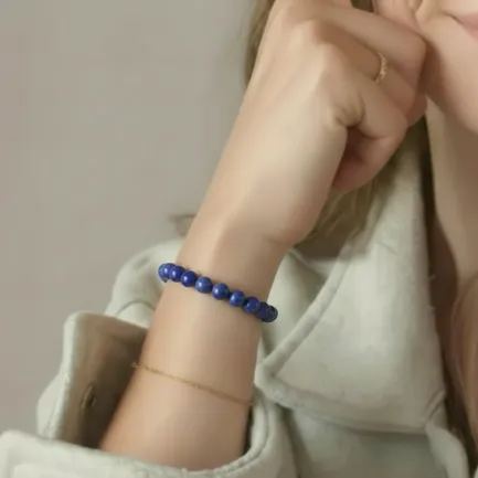 Bracelet contre l'Hypertension en Lapis Lazuli de Qualité AAA 4 bracelet contre hypertension poignet femme