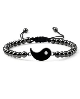 Bracelet Magnétique en Hématite – Symbole Yang