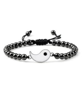 Bracelet Magnétique en Hématite – Symbole Ying