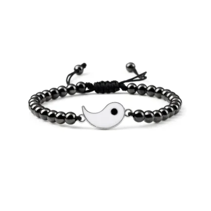 Bracelet magnétique en hématite symbole ying