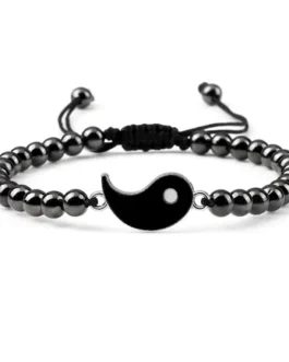 Bracelet Magnétique en Hématite – Symbole Yang