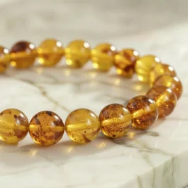 Bracelet Pierre Intestin en Ambre Véritable Qualité AA