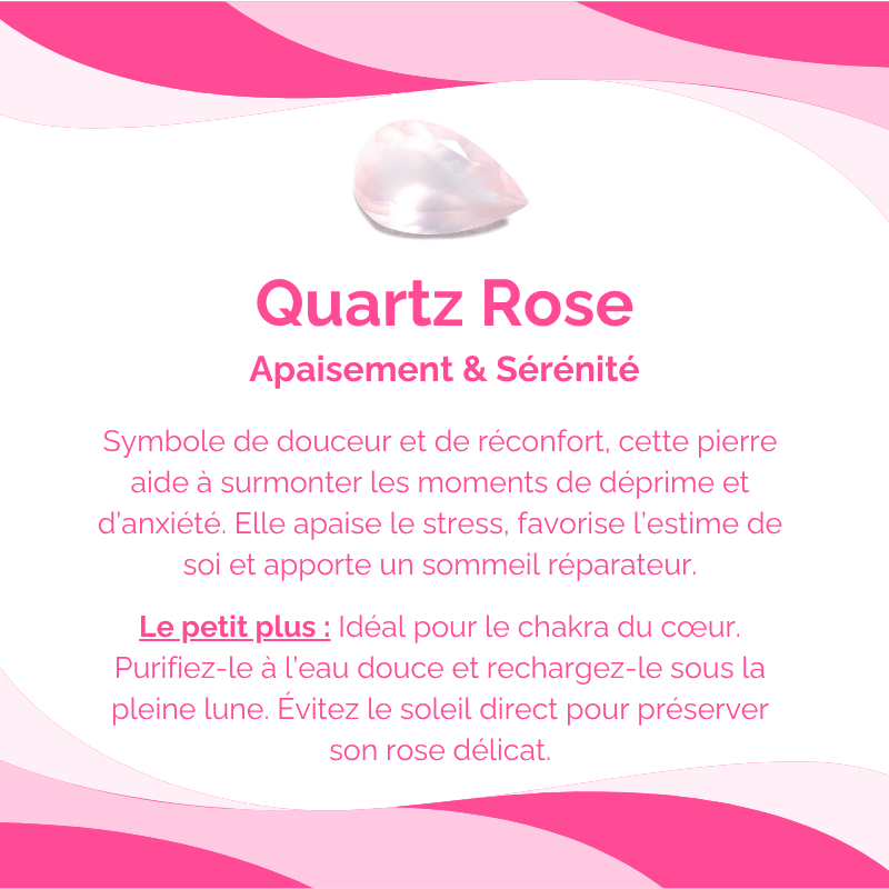 Bracelet contre la Dépression en Quartz Rose Qualité AAA 7 fiche technique bracelet contre la depression