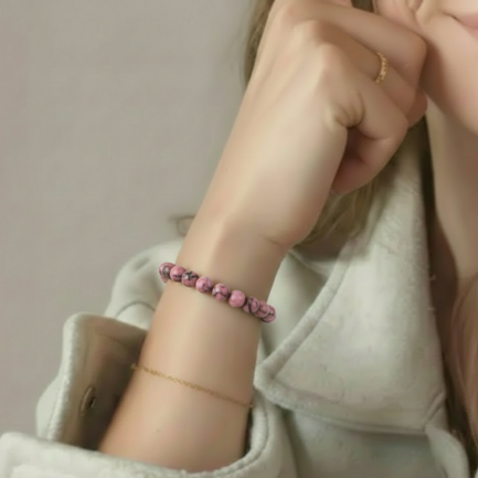 Bracelet Contre la Colère Pierre Naturelle Rhodonite 4 Bracelet Contre la Colère Pierre Naturelle Rhodonite – Image 4