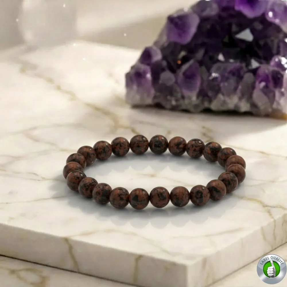 Bracelet Obsidienne Acajou Pierre Naturelle 8mm Grade AA