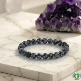 Bracelet Obsidienne Neige Pierre Naturelle 8mm Grade AA