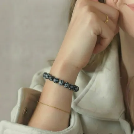 Bracelet Obsidienne Neige Pierre Naturelle 8mm Grade AA 4 bracelet obsidienne neige poignet femme