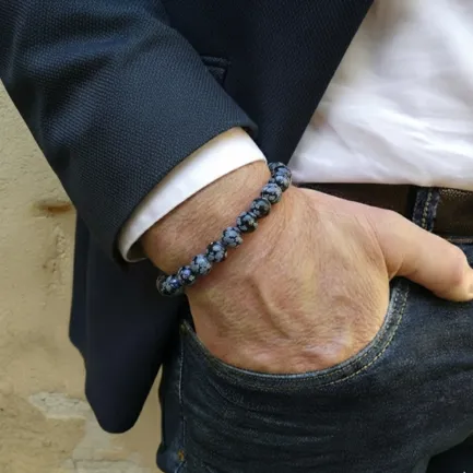 Bracelet Obsidienne Neige Pierre Naturelle 8mm Grade AA 5 Bracelet Obsidienne Neige Pierre Naturelle 8mm Grade AA – Image 5