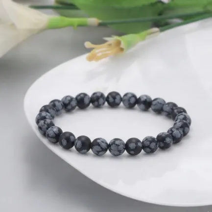 Bracelet Obsidienne Neige Pierre Naturelle 8mm Grade AA 6 Bracelet Obsidienne Neige Pierre Naturelle 8mm Grade AA – Image 6