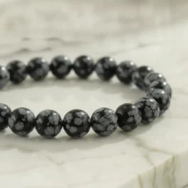 Bracelet Obsidienne Neige Pierre Naturelle 8mm Grade AA