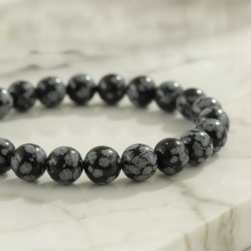 Bracelet Obsidienne Neige Pierre Naturelle 8mm Grade AA 2 Bracelet Obsidienne Neige Pierre Naturelle 8mm Grade AA – Image 2