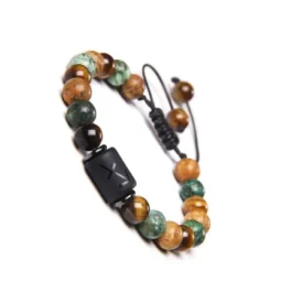 Bracelet ajustable Sagittaire – Œil de tigre, Turquoise, Jaspe