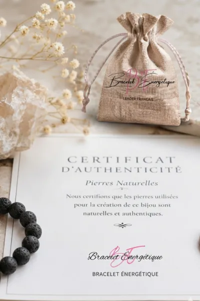 certificat authentification bracelet pierre de lave