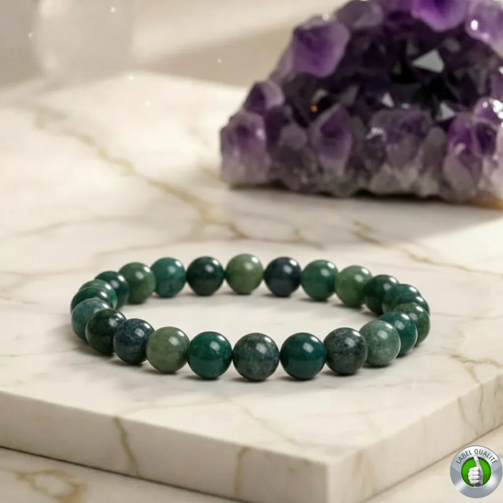 Bracelet Agate Mousse Pierre Naturelle 8mm Grade AAA