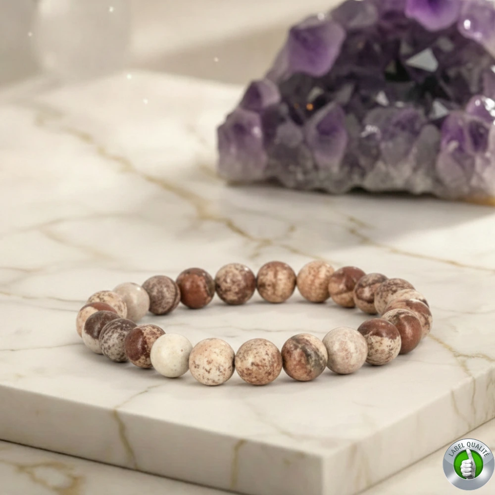 Bracelet Jaspe Paysage Pierre Naturelle 8mm Grade AA 1 Bracelet Jaspe Paysage Pierre Naturelle Grade AA