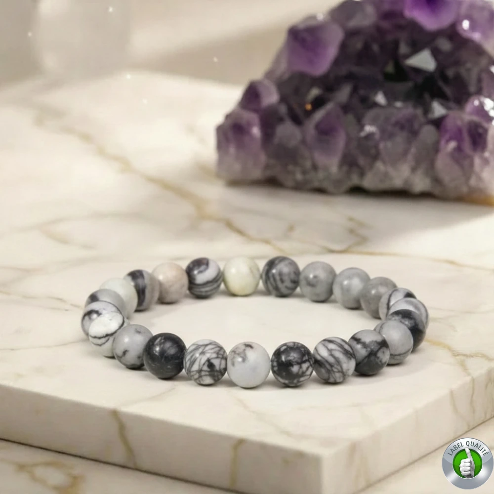 Bracelet Jaspe Picasso Pierre Naturelle 8mm Grade AAA