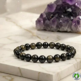 Bracelet Obsidienne Dorée Pierre Naturelle 8mm Grade AA