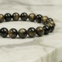 Bracelet Obsidienne Dorée Pierre Naturelle 8mm Grade AA