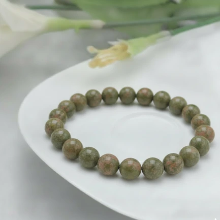 Bracelet Unakite Pierre Naturelle 8mm Grade AA 6 Bracelet Unakite Pierre Naturelle 8mm Grade AA – Image 6