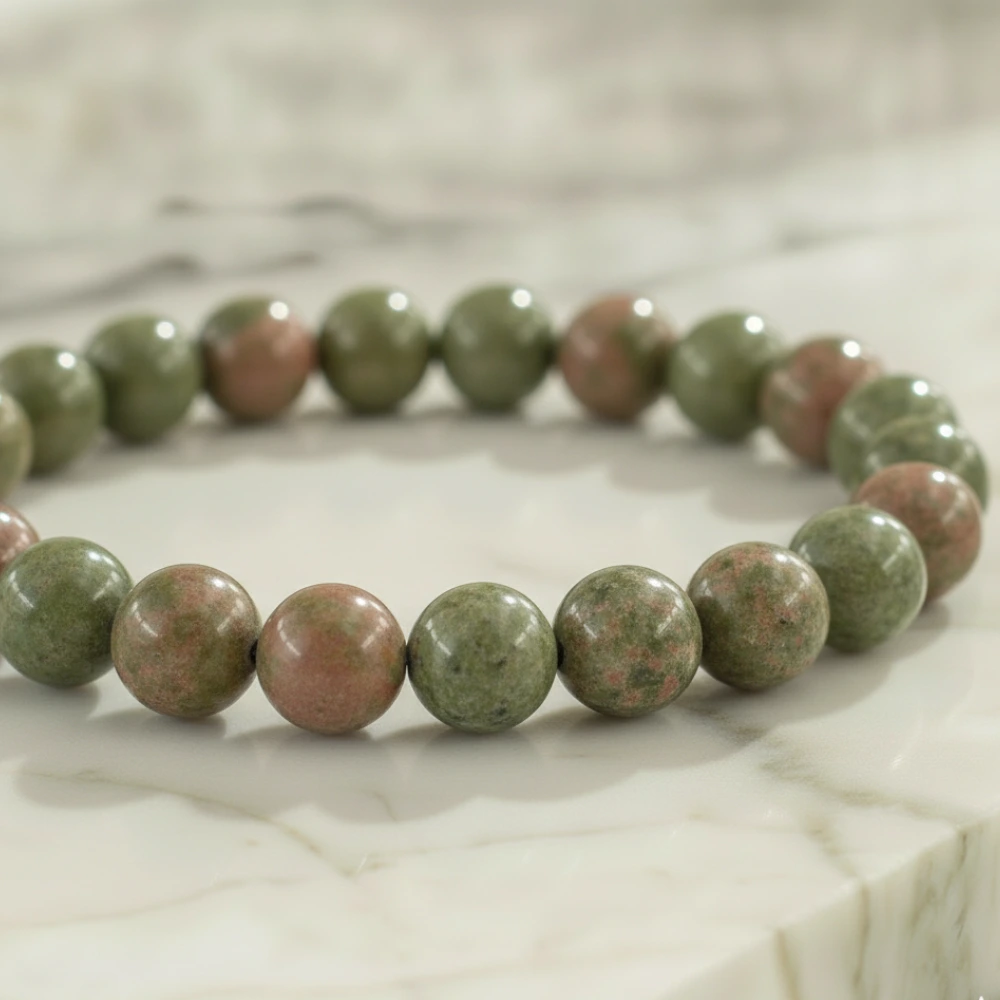 Bracelet Unakite Pierre Naturelle 8mm Grade AA 2 bracelet unakite vue zoom
