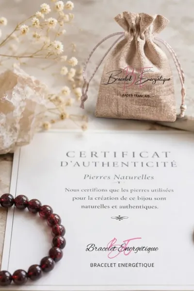 certificat authentification bracelet grenat rouge