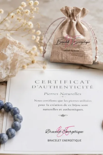 certificat authentification bracelet pierre dumortierite