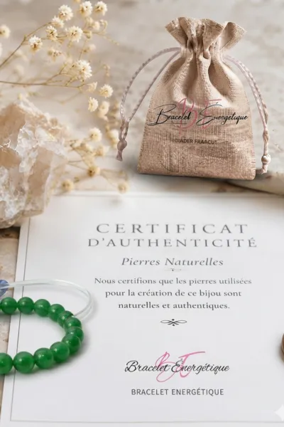 certificat authentification bracelet pierre jade vert