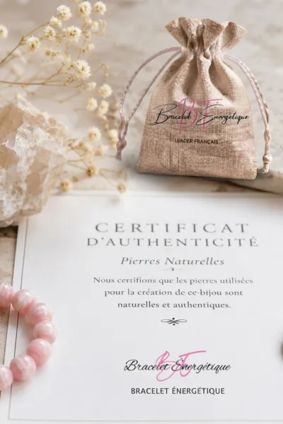 certificat authentification bracelet pierre manganocalcite rose