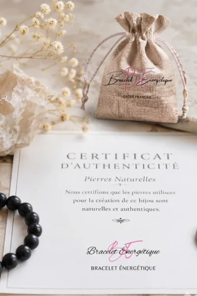 certificat authentification bracelet tourmaline noire
