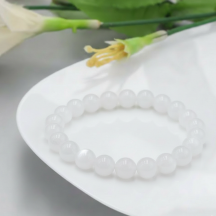 Bracelet Sélénite Pierre Naturelle 8mm Grade AAA 6 presentation zen bracelet selenite