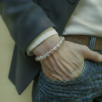 Bracelet Cristal de Roche Pierre Naturelle 8mm Grade AA 5 bracelet cristal de roche poignet homme