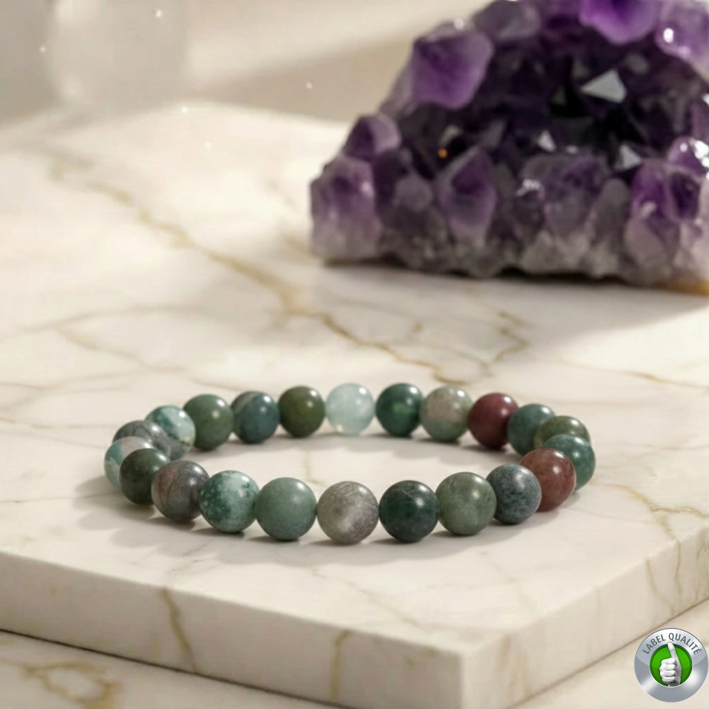 Bracelet Agate Indienne Pierre Naturelle 8mm Qualité AA 1 Bracelet Agate Indienne Pierre Naturelle 8mm Qualité AA