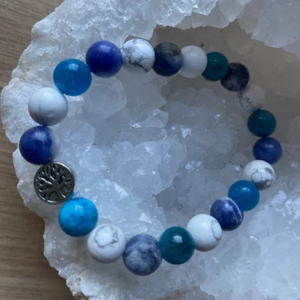 Bracelet arbre de vie minceur et perte de poids en pierres d'apatite howlite et sodalite