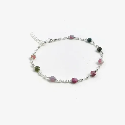 Bracelet argent et perles multicolores de tourmaline (1)