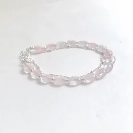 Bracelet Argent et Pierre de Quartz Rose