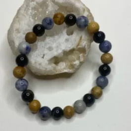 Bracelet Sodalite Jaspe Paysage et Œil de Faucon Fabrication Artisanale