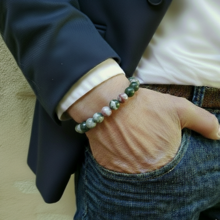 Bracelet Agate Indienne Pierre Naturelle 8mm Qualité AA 5 bracelet agate indienne poignet homme