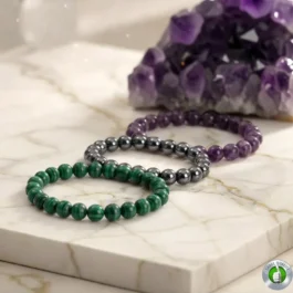 Bracelet Pierre Fibromyalgie - Lot de 3 Malachite + Hématite + Améthyste