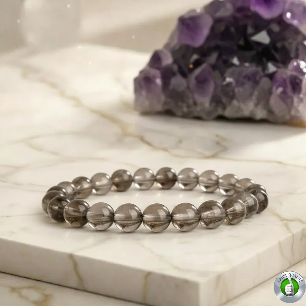 Bracelet Quartz Fumé Pierre Naturelle 8mm Grade AA