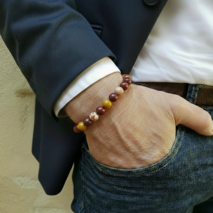 Bracelet Jaspe Mokaïte Pierre Naturelle 8mm Grade AA 5 bracelet jaspe mokaïte poignet homme