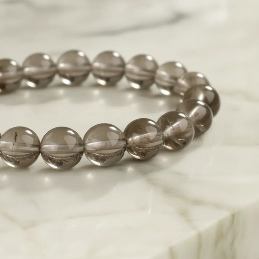Bracelet Quartz Fumé Pierre Naturelle 8mm Grade AA 2 bracelet quartz fume vue zoom