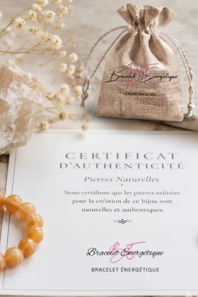 certificat authentification bracelet calcite orange
