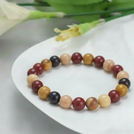 Bracelet Jaspe Mokaïte Pierre Naturelle 8mm Grade AA 6 presentation zen bracelet jaspe mokaïte