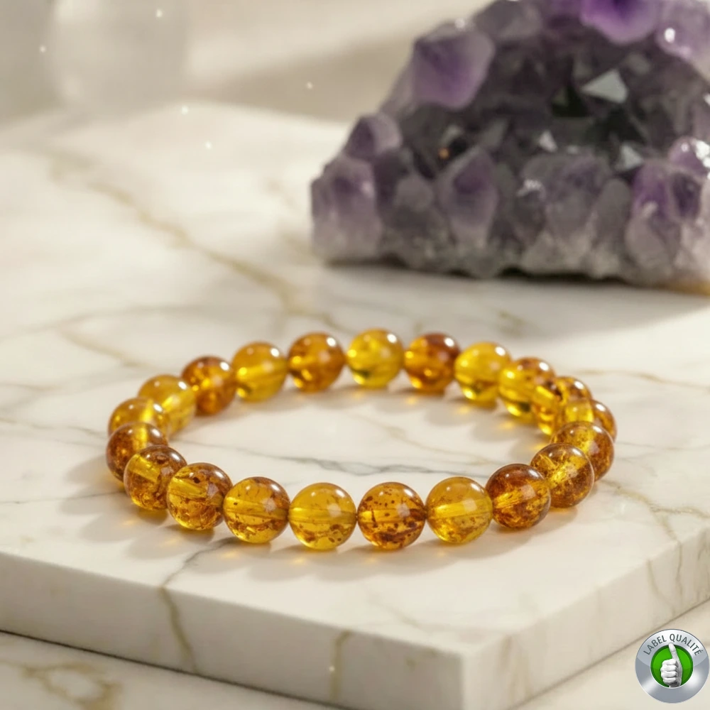 Bracelet Ambre Naturel Femme 8mm Qualité AA 1 Bracelet Ambre Naturel Femme 8mm Qualité AA