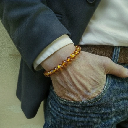 Bracelet Ambre Naturel Femme 8mm Qualité AA 5 bracelet ambre poignet homme